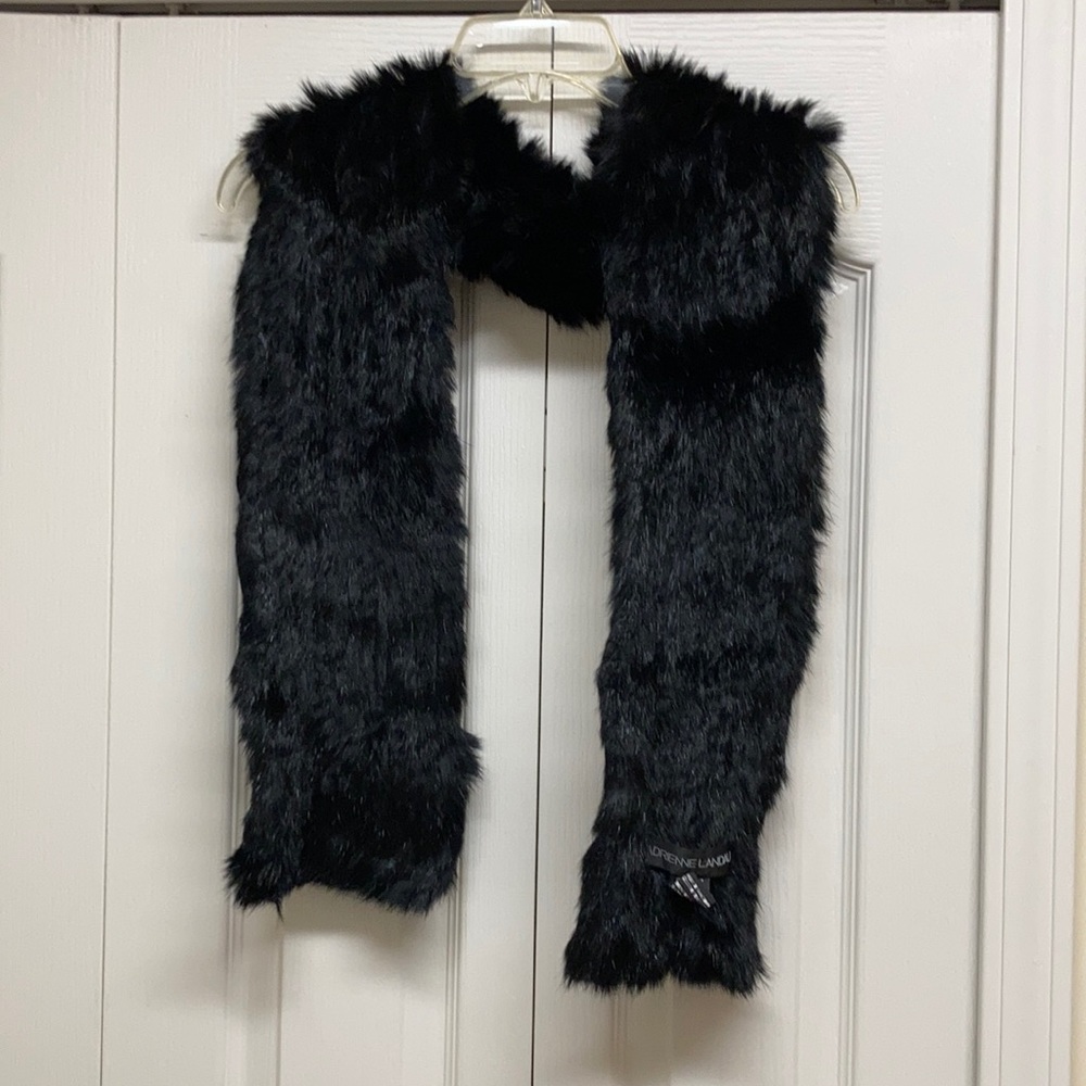 Adrianne landau black real rabbit fur scarf